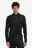 Alexander McQueen Black/White Wool/Cashmere Blend Long Sleeve Collared Top Estimated Size M Mens
