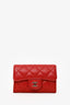 Pre-Loved Chanel™ Red Caviar Quilted Flap Card Holder Wallet