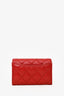 Pre-Loved Chanel™ Red Caviar Quilted Flap Card Holder Wallet