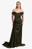 Alfabeta Army Green Draped 'Meredith' Maxi Dress Size XS