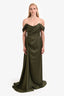 Alfabeta Army Green Draped 'Meredith' Maxi Dress Size M