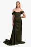 Alfabeta Army Green Draped 'Meredith' Maxi Dress Size S
