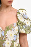 Elliatt Green/White Floral Embroidered Puff Sleeve 'Flora' Mini Dress Size M