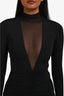 Ser. O. Ya Black Ruched Mesh Collar Midi Dress Size XS