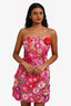 Alfabeta Pink/Red 'Milkonia' Embroidered Floral Strapless Mini Dress Size XS