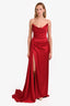 Alfabeta Red Satin 'Cynthia' Strapless Maxi Dress Size L