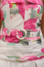 Hemant & Nandida White/Pink Linen 'Henrix' Strapless Floral Belted Midi Dress Size L