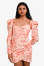 Sofia Pink/ Multicolour 'Dulce' Floral Long Sleeve Mini Dress Size S