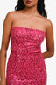 Elle Zeitoune Pink Sequin/ Beaded 'Anya' Strapless Bodycon Midi Dress Size 8