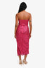 Elle Zeitoune Pink Sequin/ Beaded 'Anya' Strapless Bodycon Midi Dress Size 8