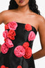 Alfabeta Black/Red Satin 'Selina' Rose Detail Strapless Mini Dress Size XS