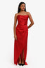 Alfabeta Red 'Mikonos' Shimmery Strapless Maxi Dress Size S