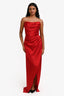 Alfabeta Red 'Mikonos' Shimmery Strapless Maxi Dress Size XS