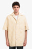 Gucci 2024 Cream Heavy GG Terry Cloth Short Sleeve Button Down Shirt Size 44 Mens