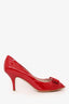 Salvatore Ferragamo Red Patent Ribes Vara Bow Pumps Heels Size 7.5