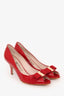 Salvatore Ferragamo Red Patent Ribes Vara Bow Pumps Heels Size 7.5