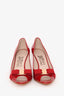 Salvatore Ferragamo Red Patent Ribes Vara Bow Pumps Heels Size 7.5