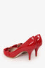 Salvatore Ferragamo Red Patent Ribes Vara Bow Pumps Heels Size 7.5