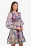 Zimmermann 2022 Purple/Pink Linen Silk Blend 'Celestial' Lace-Detailed Mini Dress Size 2