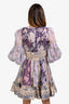 Zimmermann 2022 Purple/Pink Linen Silk Blend 'Celestial' Lace-Detailed Mini Dress Size 2
