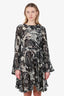 Chloe Black/White Cotton/Silk Floral Print Bell Sleeve Mini Dress Size 40