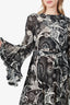 Chloe Black/White Cotton/Silk Floral Print Bell Sleeve Mini Dress Size 40