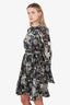 Chloe Black/White Cotton/Silk Floral Print Bell Sleeve Mini Dress Size 40
