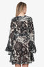 Chloe Black/White Cotton/Silk Floral Print Bell Sleeve Mini Dress Size 40