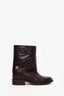 Pre-Loved Chanel™  Brown Leather Camellia Ankle Boots Size 39