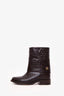Pre-Loved Chanel™  Brown Leather Camellia Ankle Boots Size 39