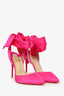 Christian Louboutin Pink Satin Douce du Desert 100 Ankle Wrap Pumps Size 37.5