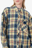 Stella McCartney Yellow Plaid Distressed Button Down Shirt Estimated Size M