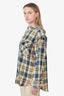 Stella McCartney Yellow Plaid Distressed Button Down Shirt Estimated Size M