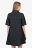 Ganni Black Denim Short Sleeve Mini Dress Size 36