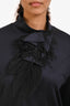 Fabiana Filippi Blue Wool Feather Detail Top Size L