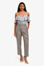 Fabiana Filippi Grey Beaded Elastic Waist Band Tapered Pants Size XS
