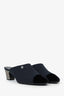 Pre-Loved Chanel™ Navy/Black Fabric/Velvet CC Cap Toe Mules Size 38.5