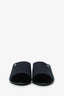 Pre-Loved Chanel™ Navy/Black Fabric/Velvet CC Cap Toe Mules Size 38.5