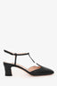 Gucci Black Leather Square Toe GG Slingback Pumps Size 38