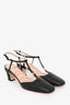 Gucci Black Leather Square Toe GG Slingback Pumps Size 38