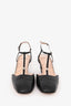 Gucci Black Leather Square Toe GG Slingback Pumps Size 38