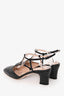 Gucci Black Leather Square Toe GG Slingback Pumps Size 38