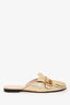 Gucci Gold Leather GG Fringe Slides Size 38