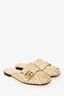 Gucci Gold Leather GG Fringe Slides Size 38
