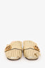 Gucci Gold Leather GG Fringe Slides Size 38