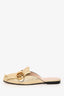 Gucci Gold Leather GG Fringe Slides Size 38