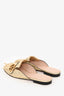 Gucci Gold Leather GG Fringe Slides Size 38