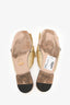 Gucci Gold Leather GG Fringe Slides Size 38