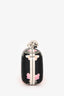 Alexander McQueen Black Multicolour Floral Print Satin Skull Closure Clutch with Chain