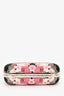 Alexander McQueen Black Multicolour Floral Print Satin Skull Closure Clutch with Chain